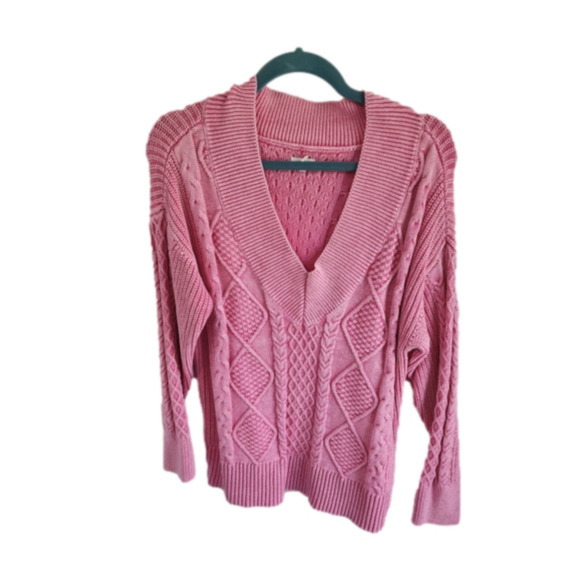 Aerie Cable Knit Sweater Pink Size Medium - Picture 1 of 7